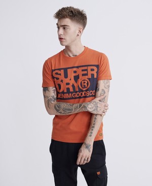 Superdry Denim Goods Co Print Férfi Pólók Narancssárga | XQMCG3192